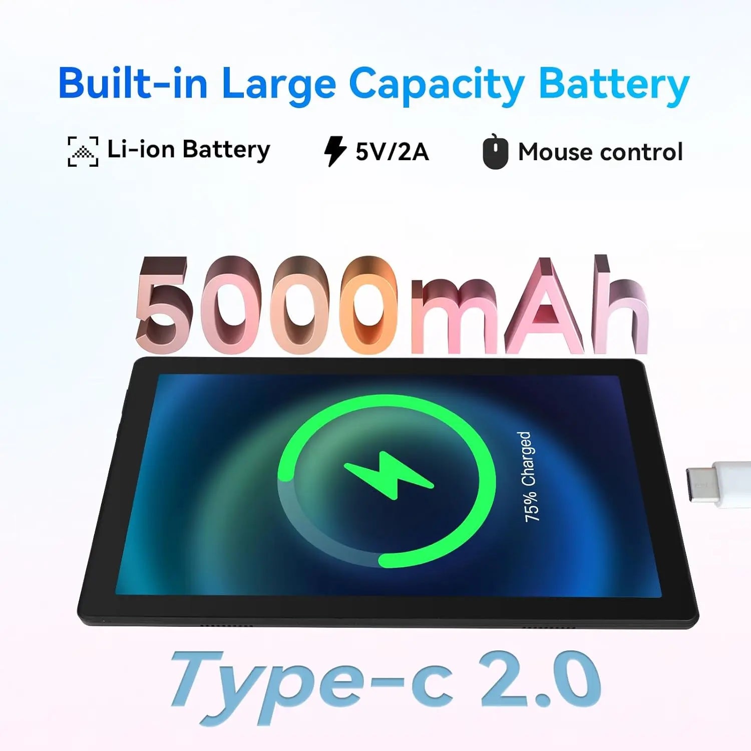 Android 14 10.1 Inch Octa-Core Tablet 8 GB RAM+64 GB Storage Expand to 1TB WiFi6 BT5.0 5MP+8MP Dual Camera Face ID Unlock PC Pad