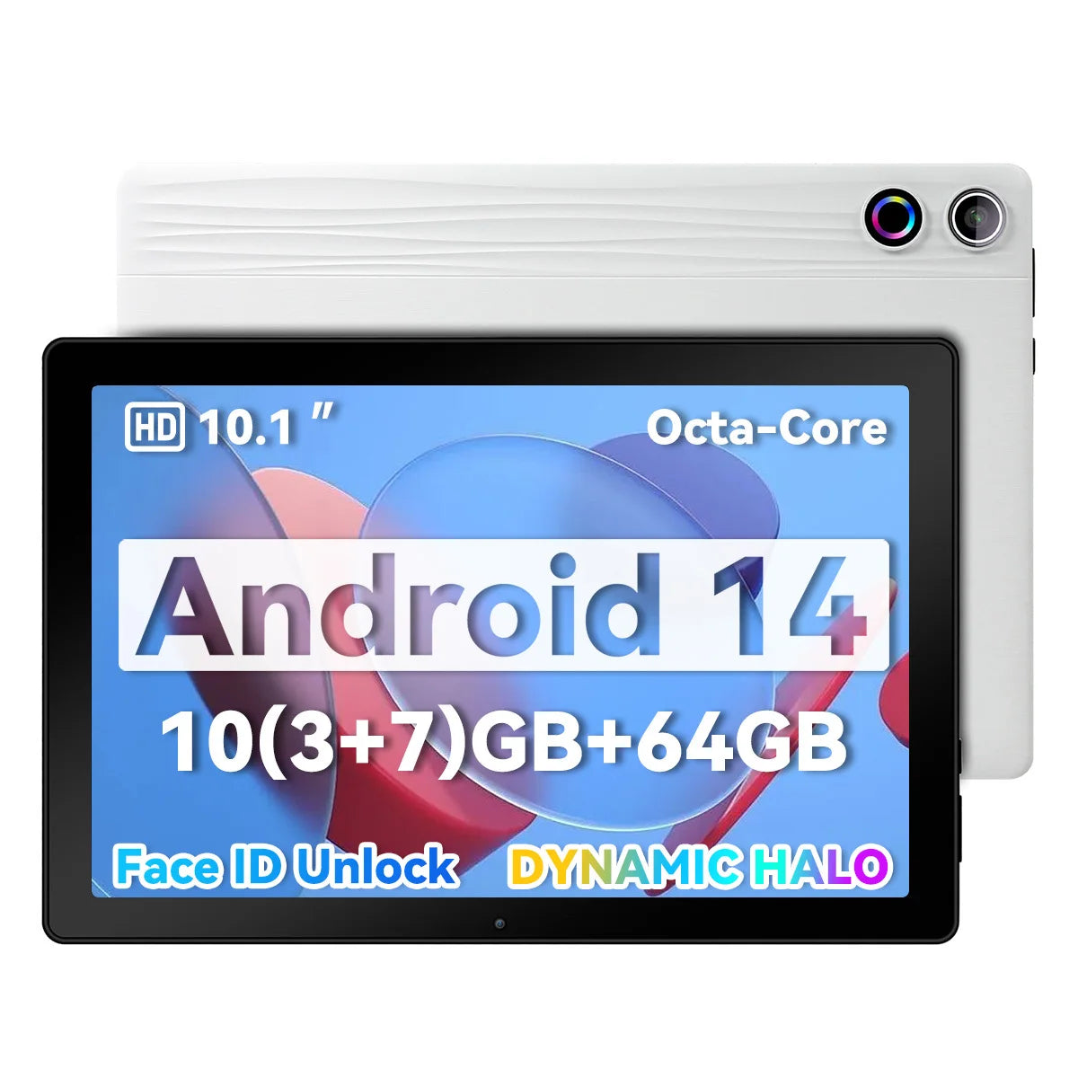 A10 Android 14 10 Inch Tablet 10GB RAM 64GB ROM 1TB Expand Octa-Core BT5.3 WiFi6 Face Unlock with Widevine L1 HD IPS Touchscreen