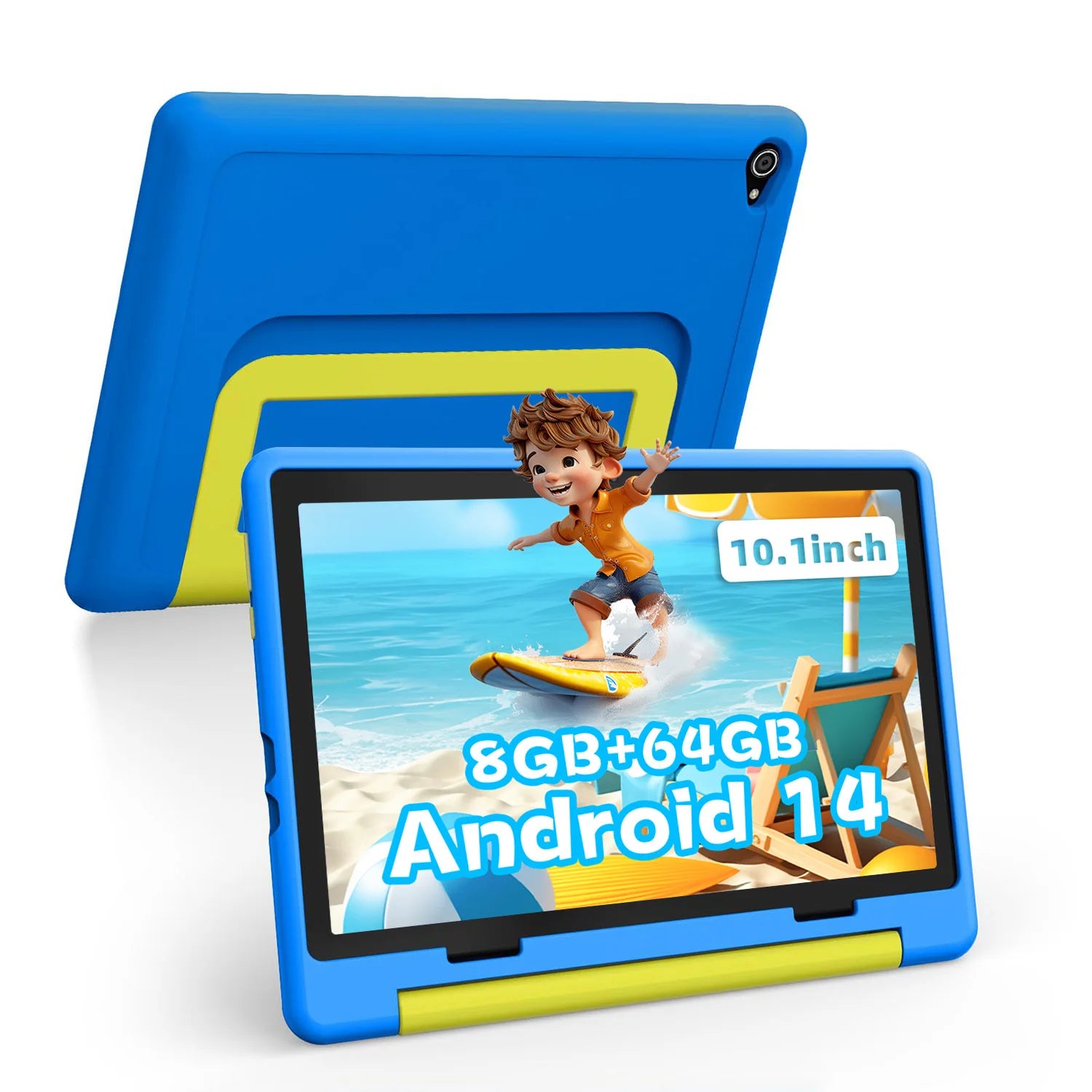 Kids' Android 14 Tablet 10.1 Inch Octa-Core 8GB RAM 64GB ROM 1TB Expandable WiFi Bluetooth Parental Control Pre-Installed KIDOZ