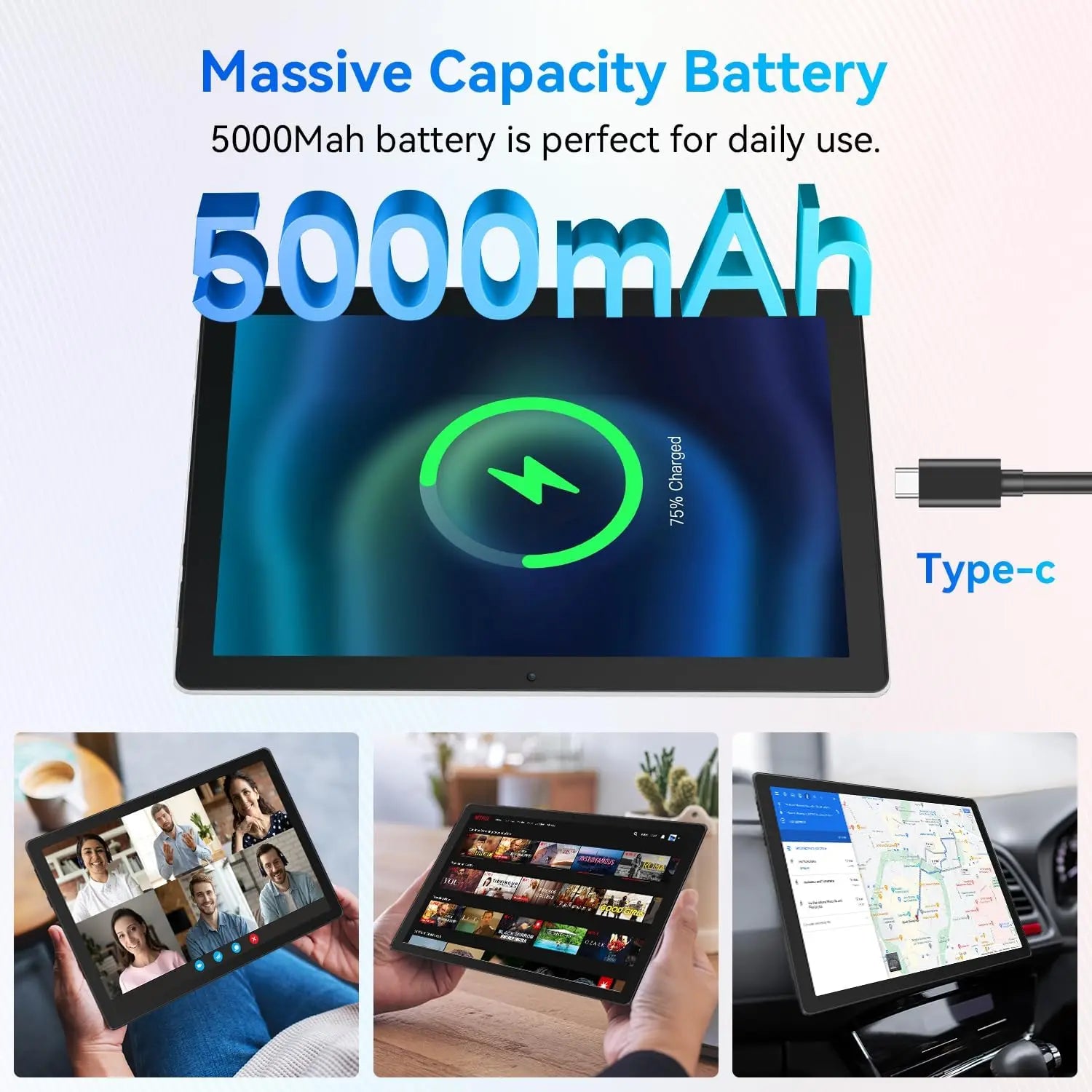 A10 Android 14 10 Inch Tablet 10GB RAM 64GB ROM 1TB Expand Octa-Core BT5.3 WiFi6 Face Unlock with Widevine L1 HD IPS Touchscreen