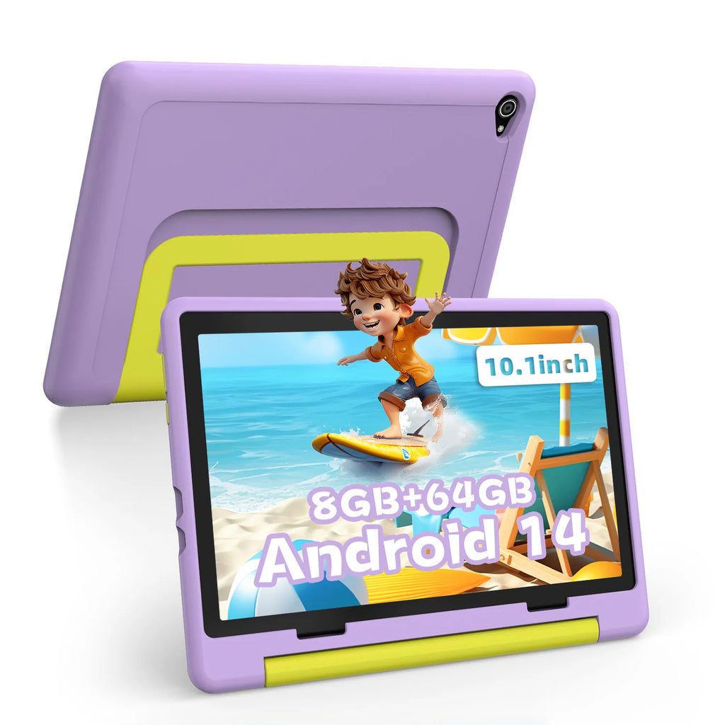 Kids' Android 14 Tablet 10.1 Inch Octa-Core 8GB RAM 64GB ROM 1TB Expandable WiFi Bluetooth Parental Control Pre-Installed KIDOZ