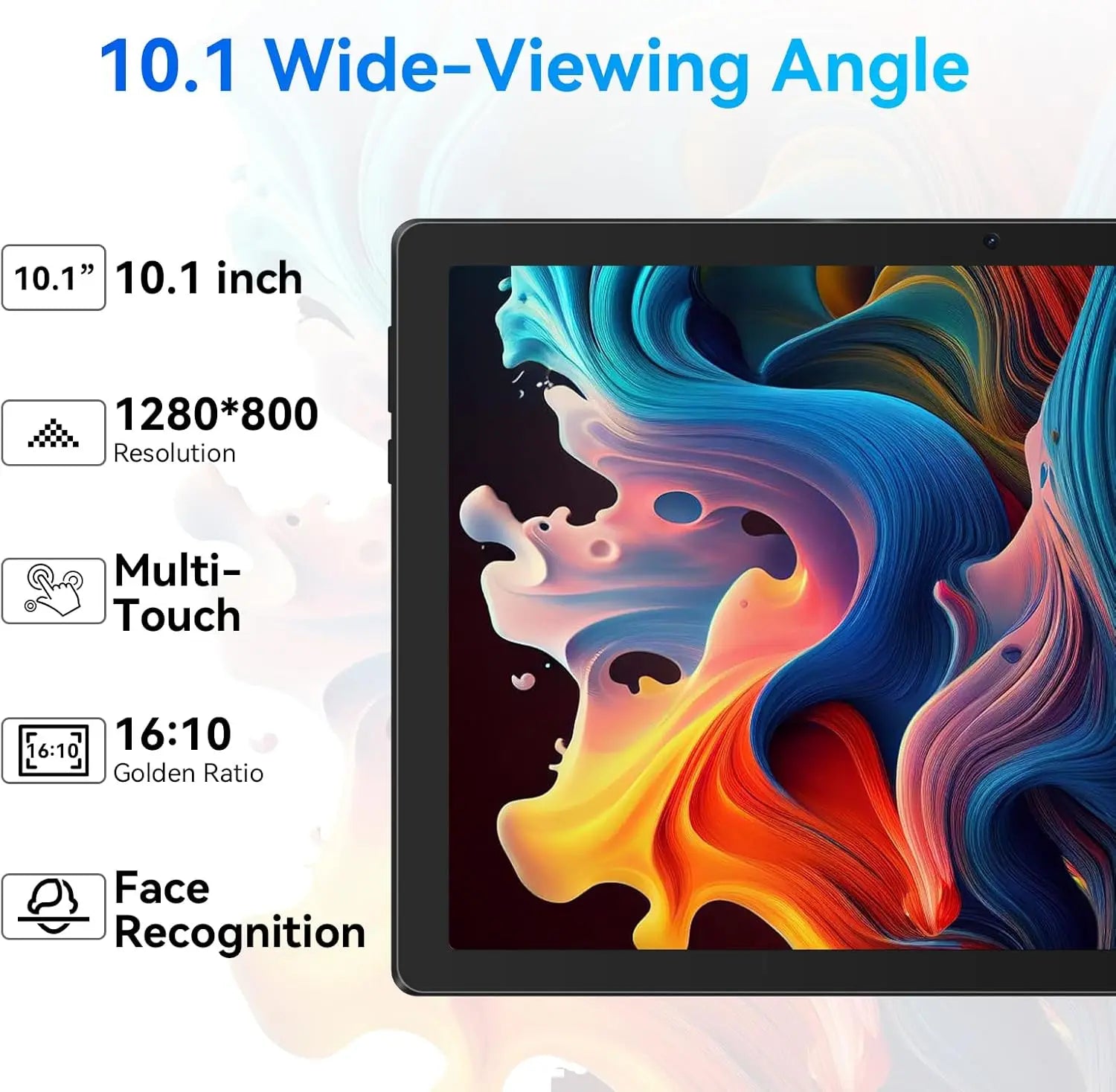 Android 14 10.1 Inch Octa-Core Tablet 8 GB RAM+64 GB Storage Expand to 1TB WiFi6 BT5.0 5MP+8MP Dual Camera Face ID Unlock PC Pad