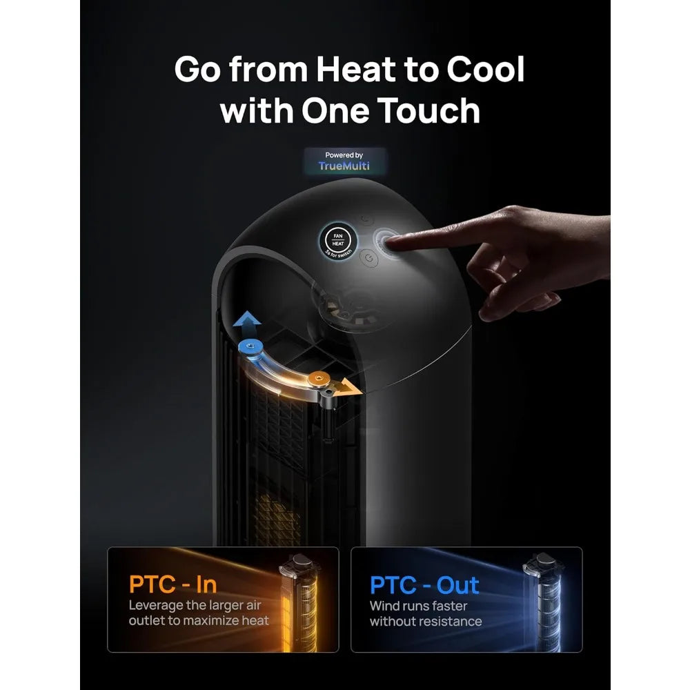 29.2ft/s Tower Fan Heater Combo, 17 Levels, 6 Modes, 120° Oscillation, 42 Inch, Quiet for Bedroom Office Large Room