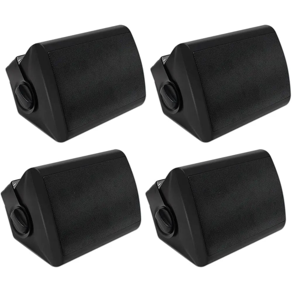 5.25-Inch 600W Waterproof Indoor/Outdoor Wall Mount Speakers, Ideal for Patio, Garden, Home Theater (2 Pairs, Black)