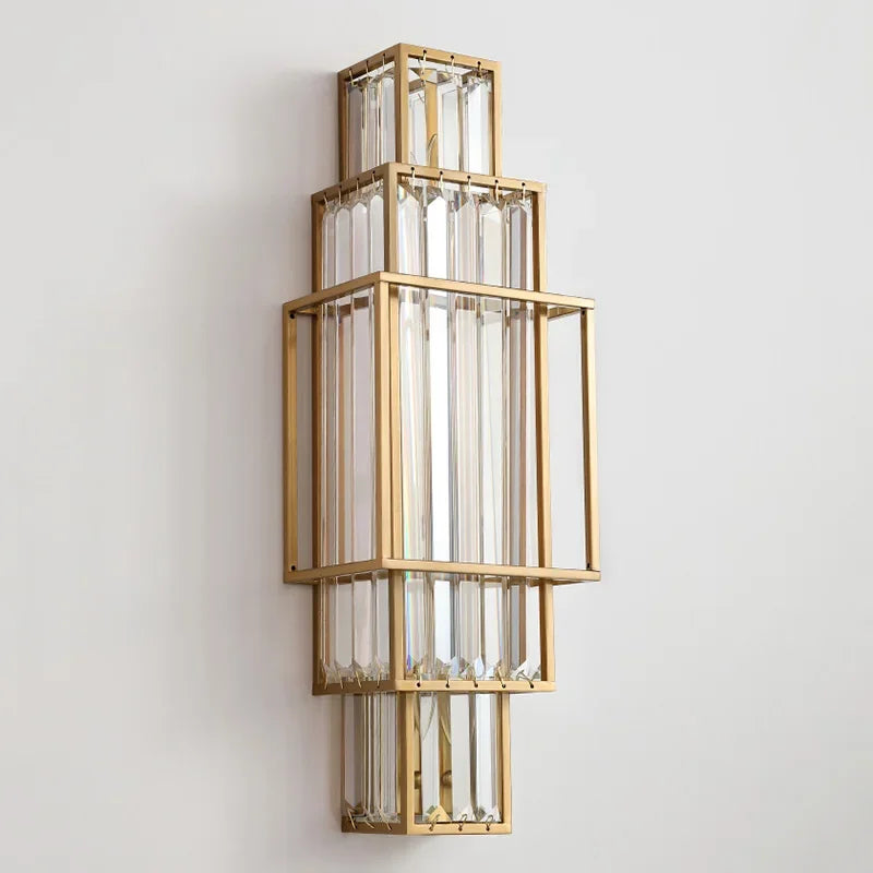 Modern Minimalist Luxury Glass Crystal Wall Lamp Living Room Decoration Bedroom Geometric Indoor Lighting Study  Led Lamps