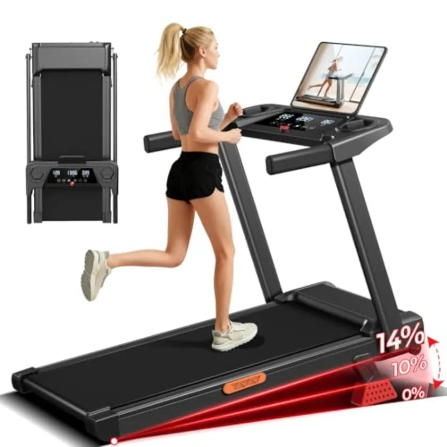 16 Incline Treadmill with Handle 3-in-1 Portable Treadmills for Home and Office Foldable Treadmills with 300 Lbs Weight Capacit