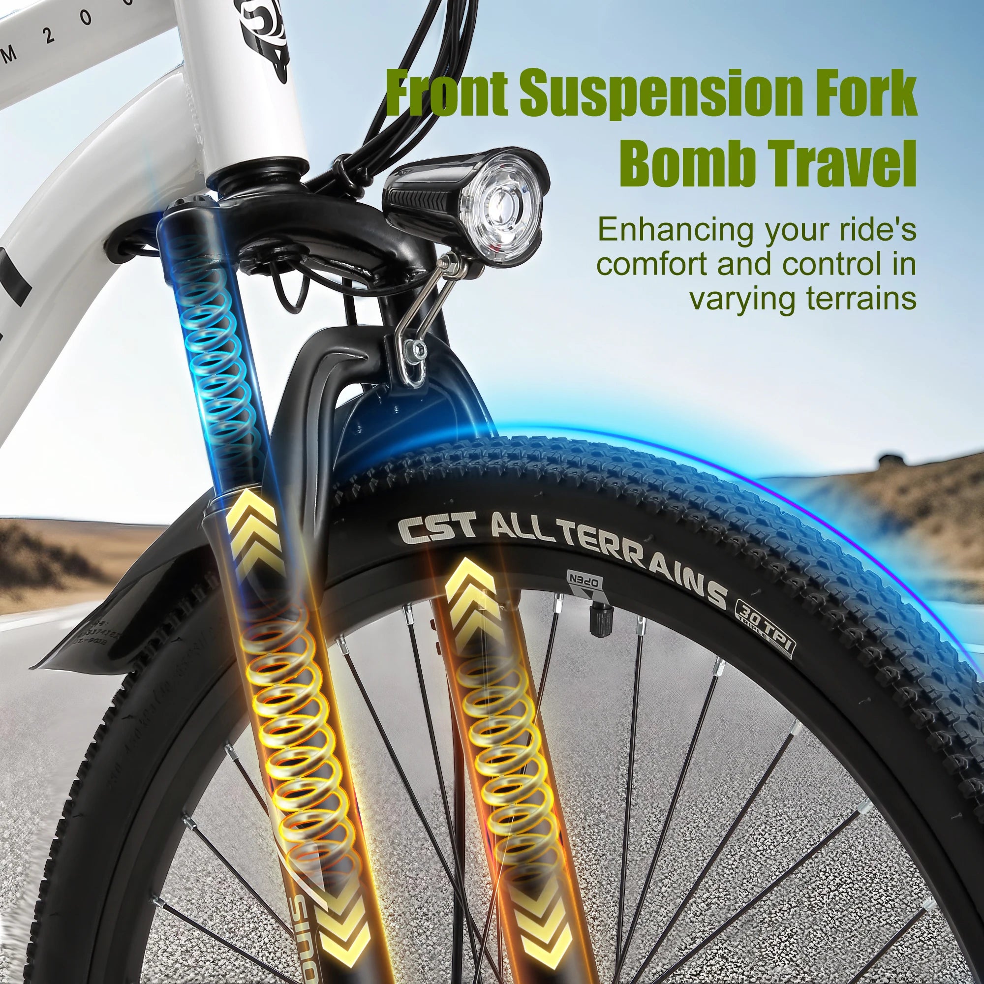 Mountain Electric Bike Adults 500W Peak Motor 26'' Tires Front Suspension Electric Bicycle 25-37Miles 7-Speed Lightweight E-MTB