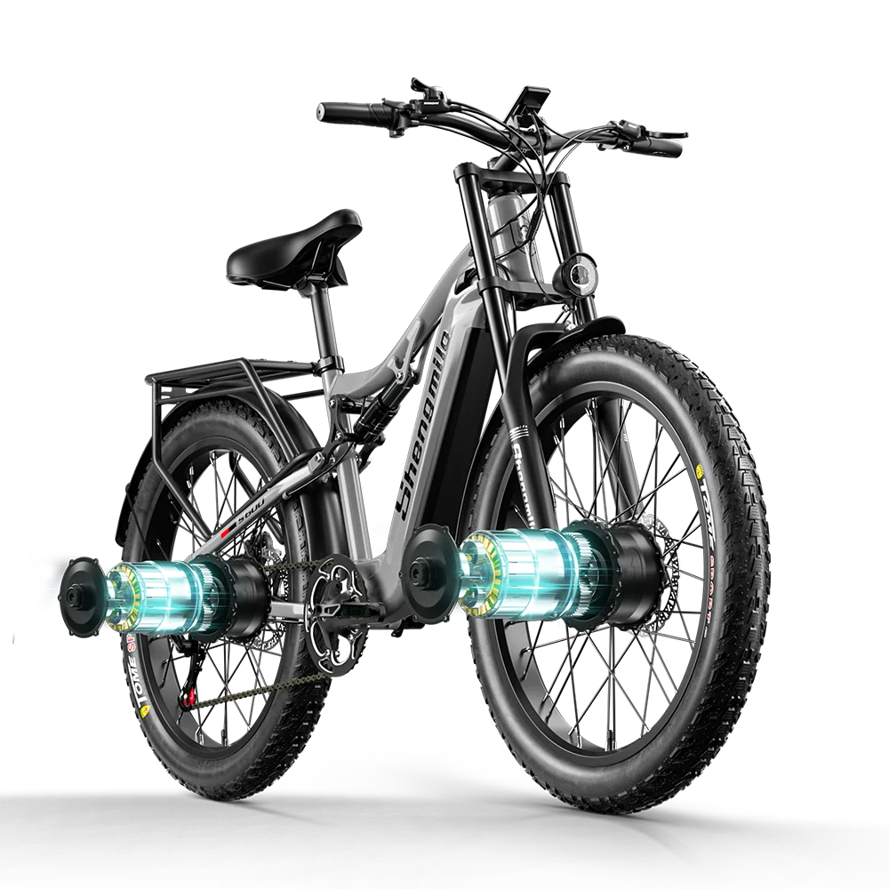 Shengmilo S600 Electric Bike Dual Motor2000W  48V17.5AH Battery 26 Inch e bike Fat tire Ebike Men's Mountain Electric Bicycle