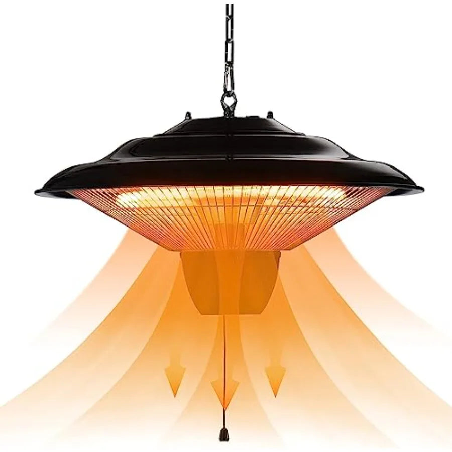 1500W Electric Hanging Patio Heater for Outdoor Courtyard Balcony Garage and Patio with Ceiling Mount Installation Overheat and