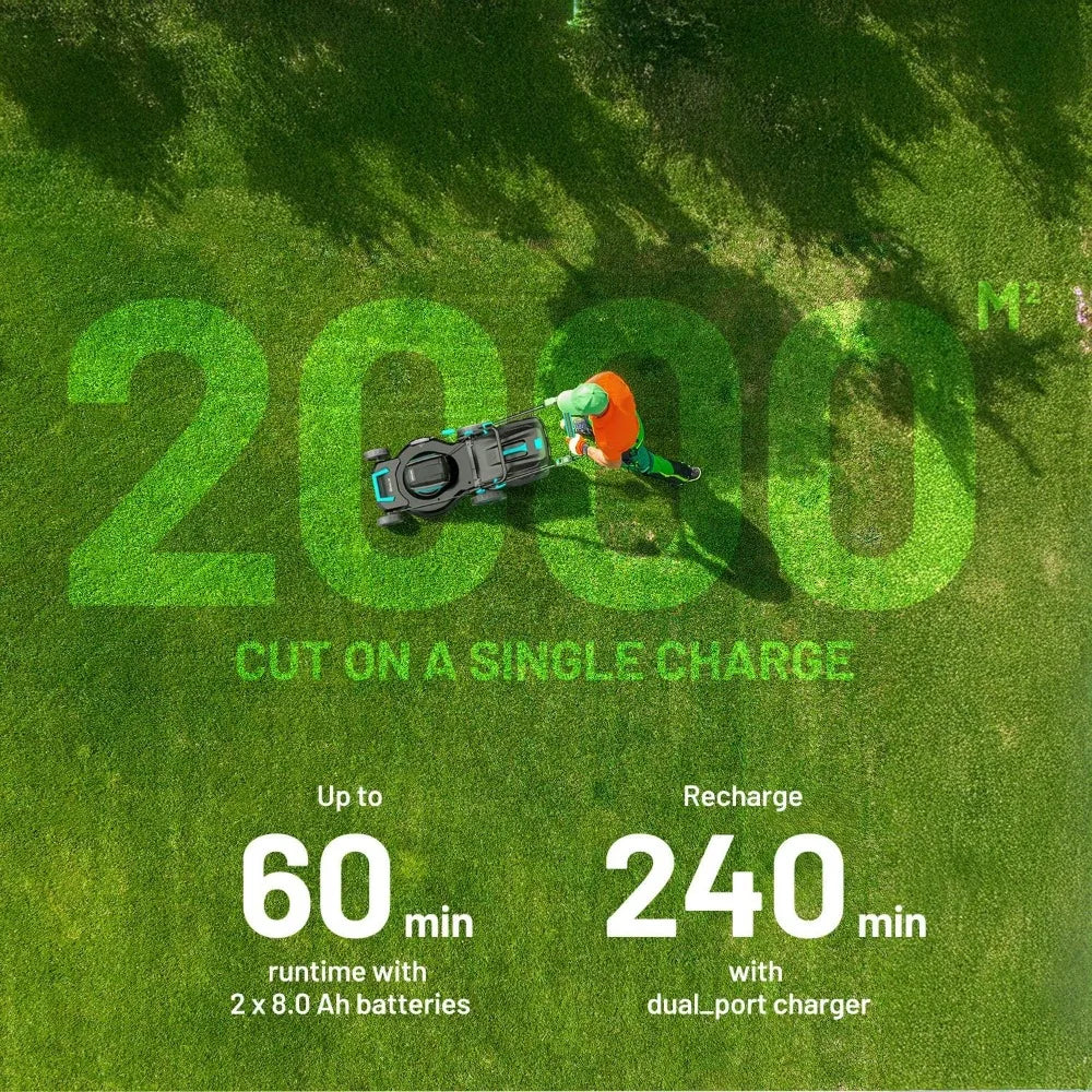 2 * 20V 21 inch Self-Propelled Lawn Mower Cordless, 3-in-1 Brushless Electric Lawn Mower with 6-Position Cutting Height Adjustme