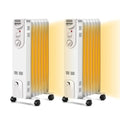 Electric 1500W Oil Filled Radiator Heater w/Thermostat Portable Radiant Space Heating Machine 3 Heat Settings Overheat Tip-Over