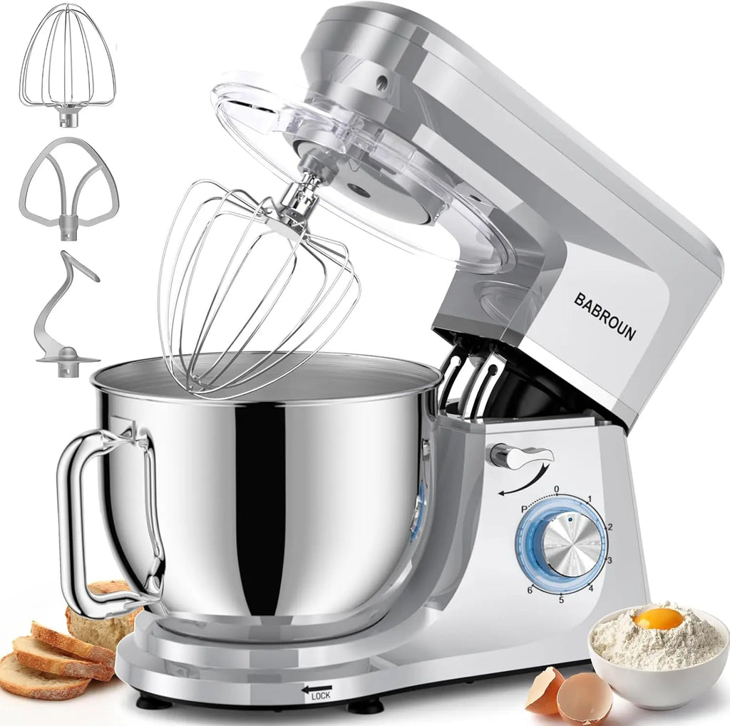 8.45 QT Electric Stand Mixer, 660W 6-Speed with Whisk and Dough Hook for Baking Cakes Bread