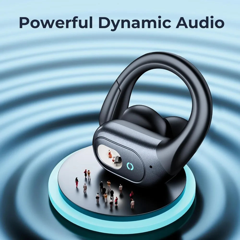 Active Noise Cancelling Wireless Earbuds with 90Hrs Playback, IPX7 Waterproof, Over-Ear Hooks for Sports Running Gym Black