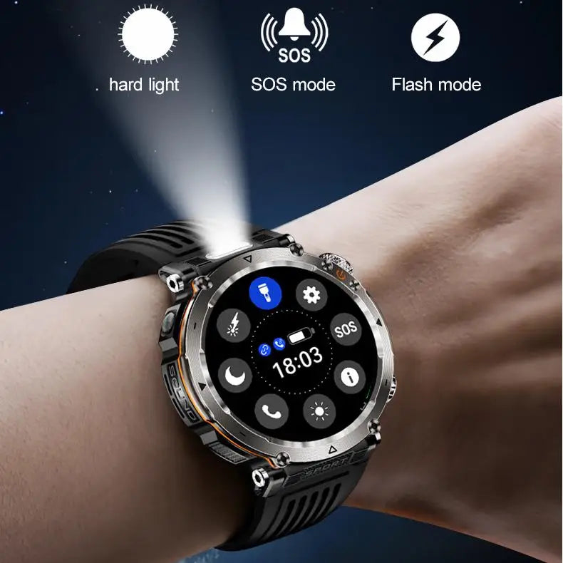 Military Smart Watches for Men, 1.7" Hd Fitness Tracker Ith Multiple Sports Modes, 600mah Battery for Android iOS, Ip68