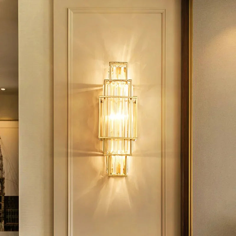 Modern Minimalist Luxury Glass Crystal Wall Lamp Living Room Decoration Bedroom Geometric Indoor Lighting Study  Led Lamps