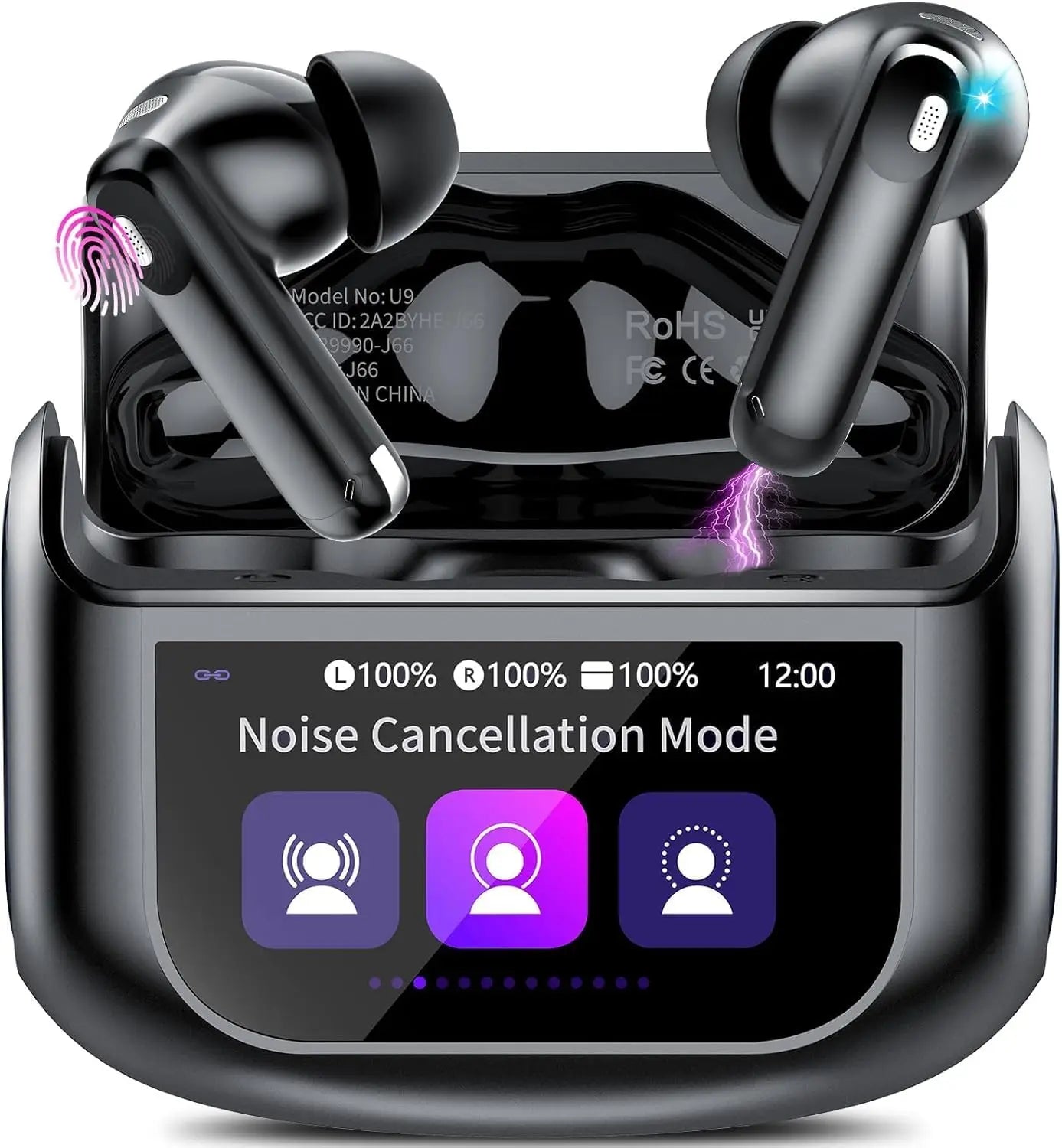 Wireless Earbuds, Bluetooth 5.4 Headphones with Multifunctional Touch Screen, 48H Bass Stereo Ear Buds
