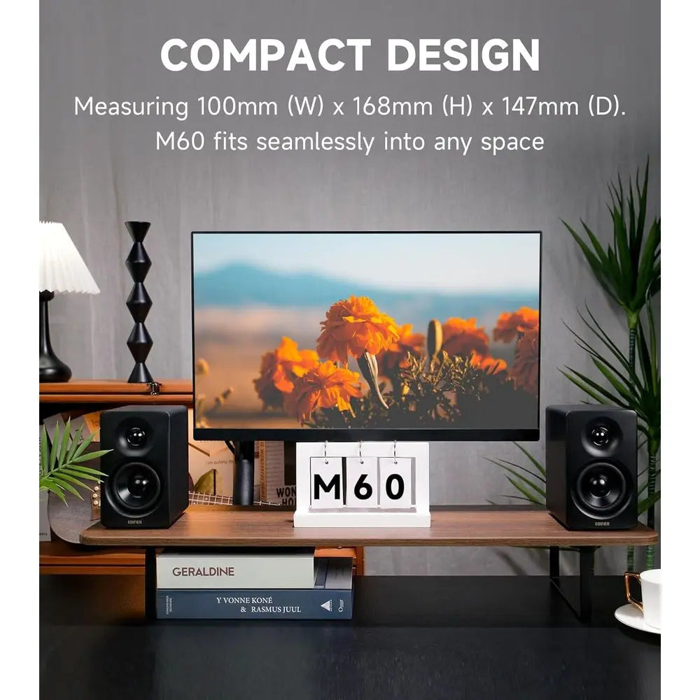 Compact 66W RMS Bluetooth 5.3 Hi-Res Audio Speaker with LDAC, USB-C and Aux Inputs, 3 Bass & 1 Tweeter, Desktop Speaker – Black