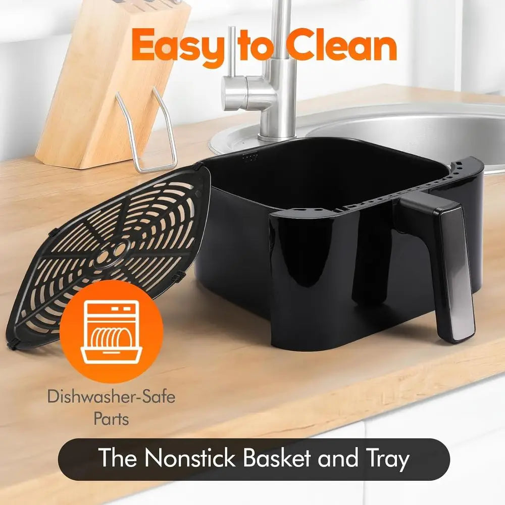 6.2Qt 1500W Large-Capacity Air Fryer with Non-Stick Basket, 8-in-1 Multi-Function Air Fryer with Preset, Cooker for Healthy and
