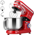 660W 10-Speed 6-Quart Tilt-Head Electric Food Mixer with Beater, Dough Hook, Wire Whip & Egg Separator, Red