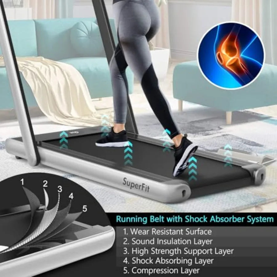 Under Desk Electric Treadmill 2 in 1 Folding with Dual Display 2.25HP Superfit Blue Tooth Speaker APP Control Remote Control Wa