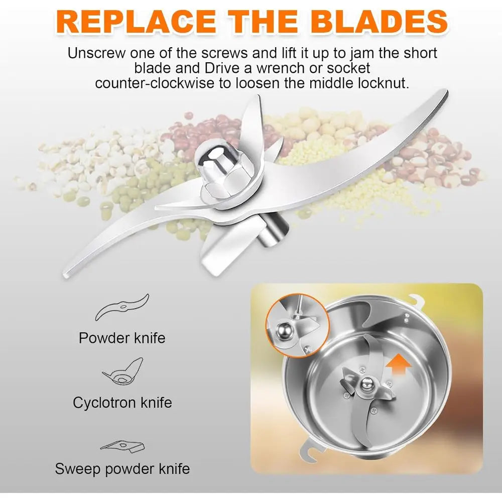 550g Grain Mill or lour, Electric Spice Grinder, High-Speed StainlSteel Dry Grinder Mill or Herbs, Nuts, Grains, Seasonings, & P