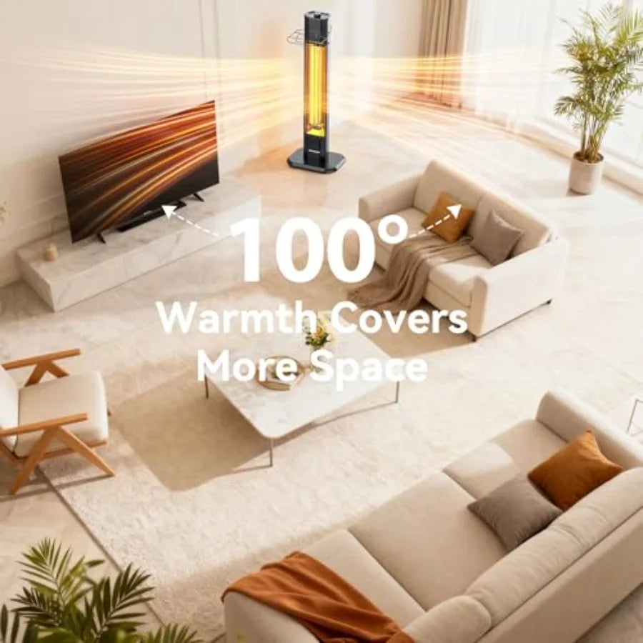 Outdoor Electric Patio Heater 1500W 36 Infrared Heater with 2 Heat Tubes 3 Heat Levels Tip-Over and Overheat Protection IPX5 Wa