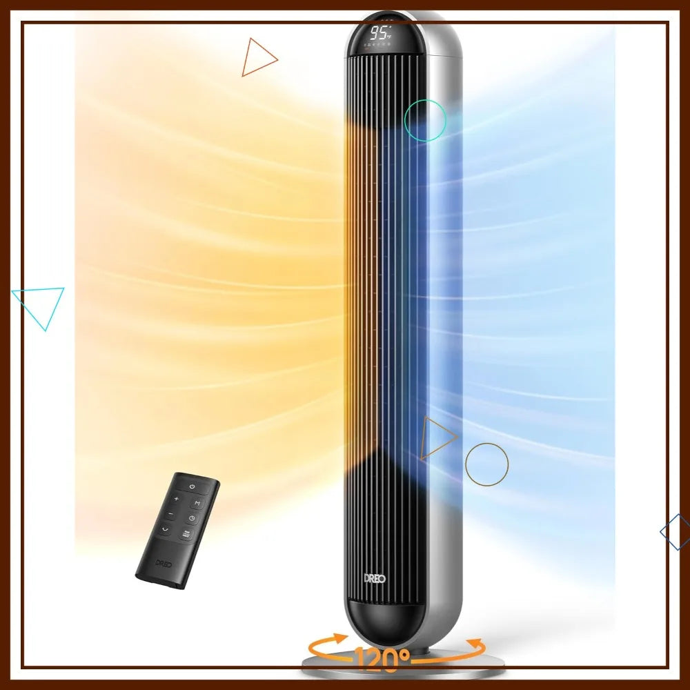29.2ft/s Tower Fan Heater Combo, 17 Levels, 6 Modes, 120° Oscillation, 42 Inch, Quiet for Bedroom Office Large Room