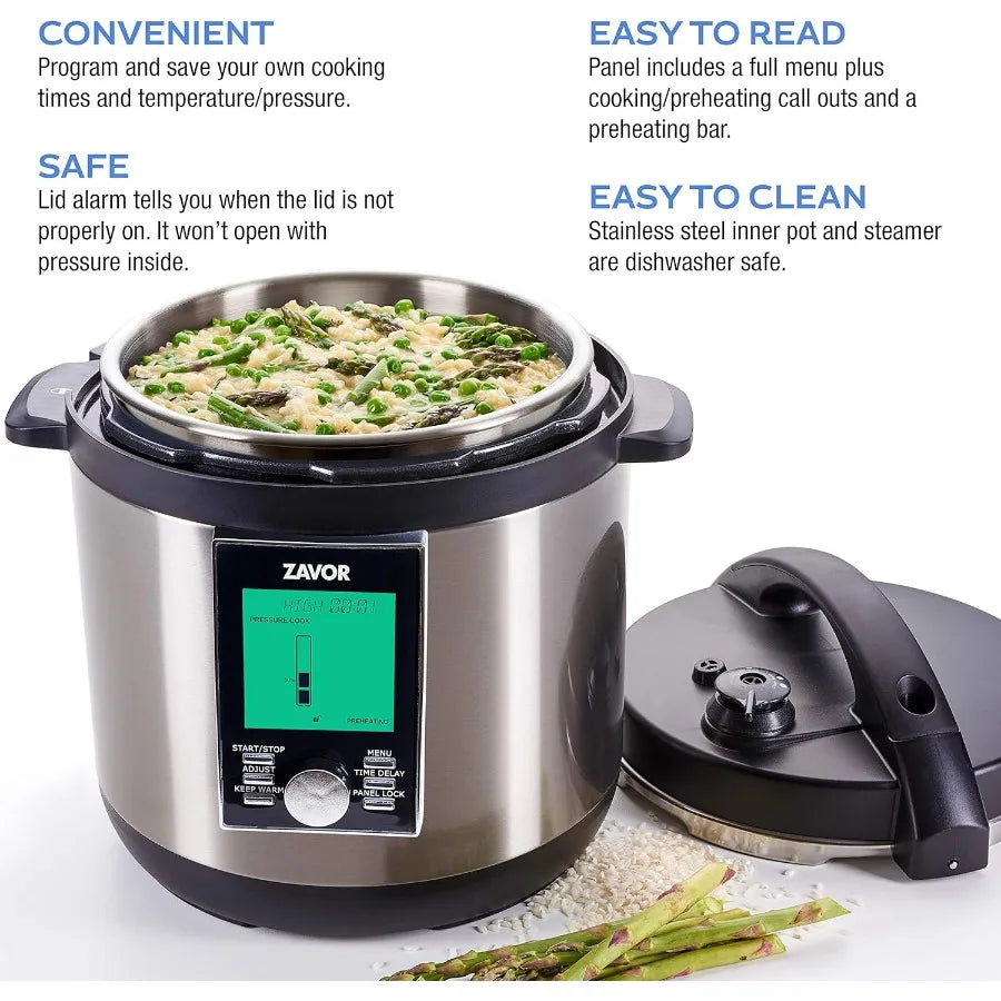 LUX LCD 6 Quart Multicooker with America's Test Kitchen Multicooker Perfection Cookbook Stainless Steel for Home Cooking Rice S