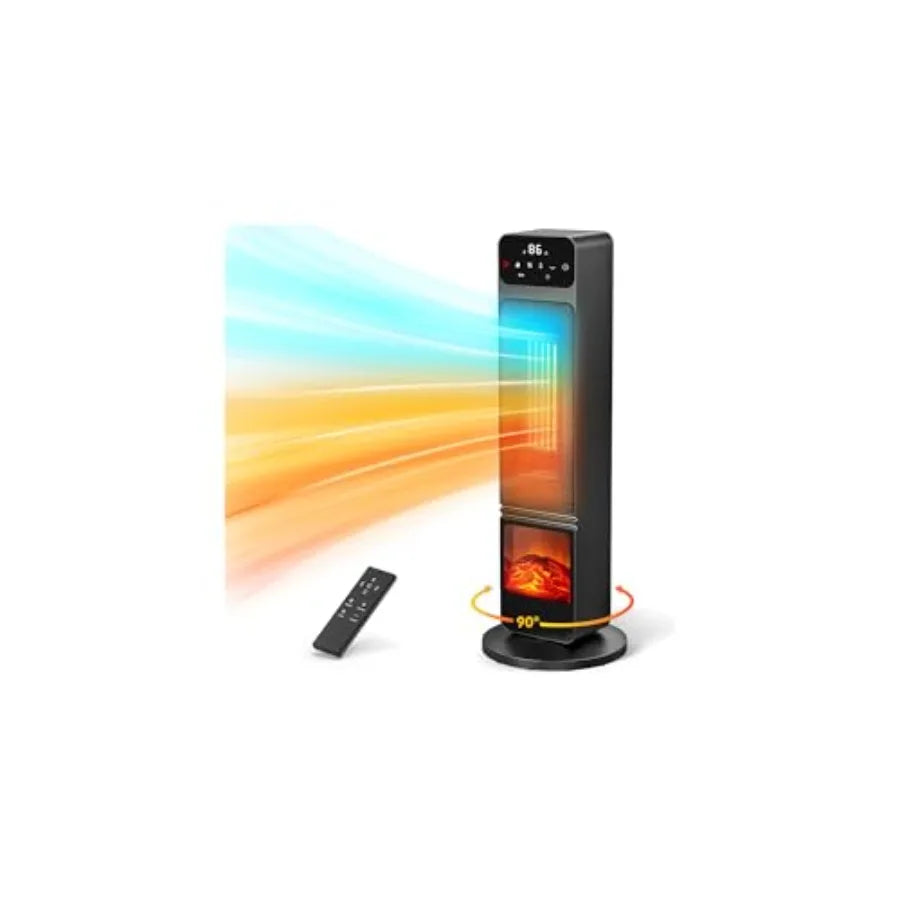 1500W PTC Electric Fireplace Heater with 3D Flame Effect and 90 Oscillation Fan Combo for Indoor Home and Office Use Features C