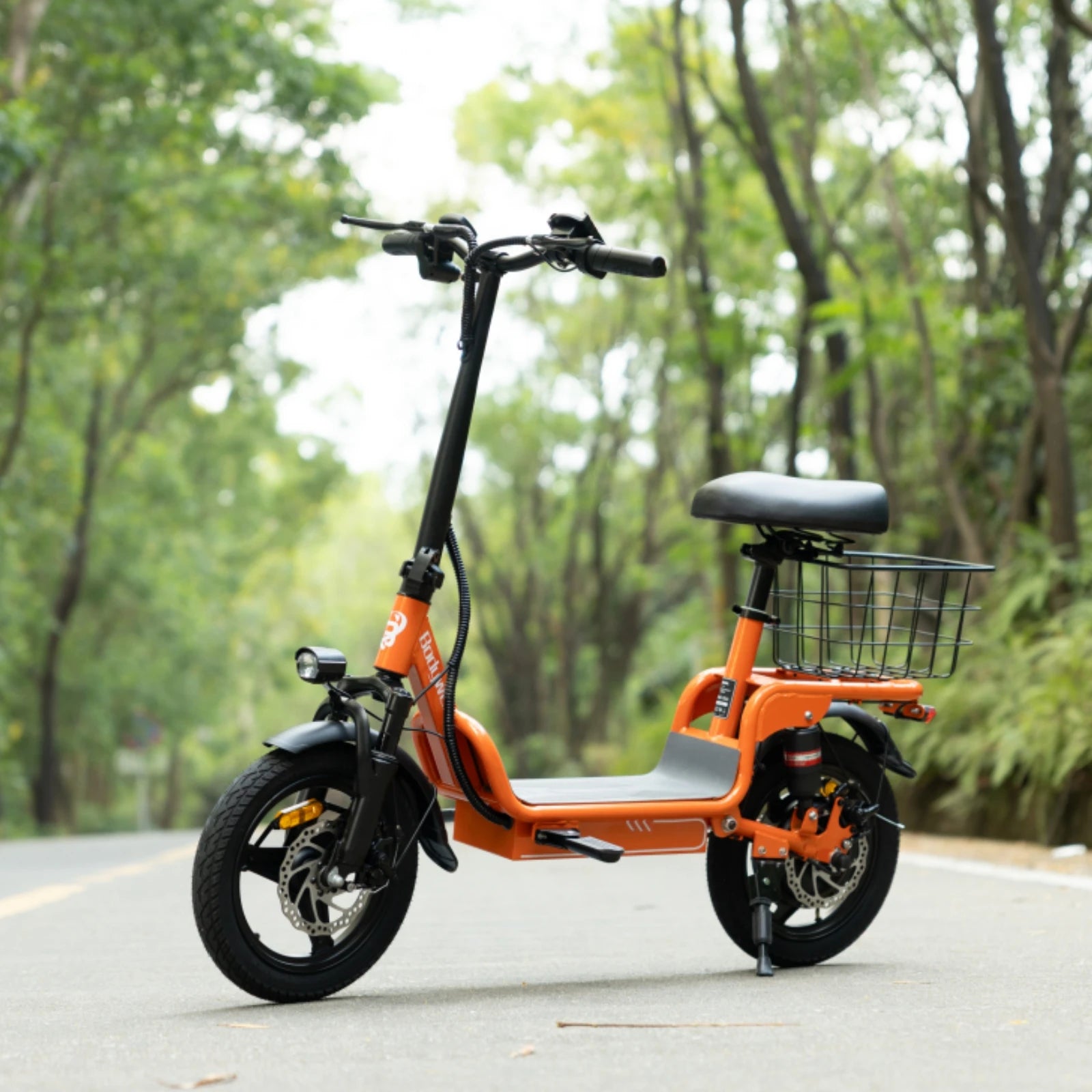 Folding Electric Bike for Adults Bodywel T3 14" E-Bike with Basket, 500W Motor 48V 10.4AH Battery, Foldable Ebike for Commuting