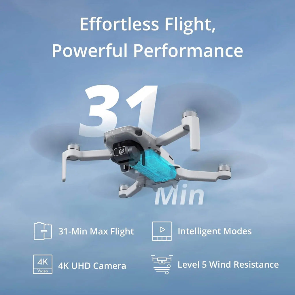Mini Drone with 4K Camera, FPV Transmission, Easy to Fly, 3-Axis Gimbal, 31-Min Flight, Under 249g for Beginners