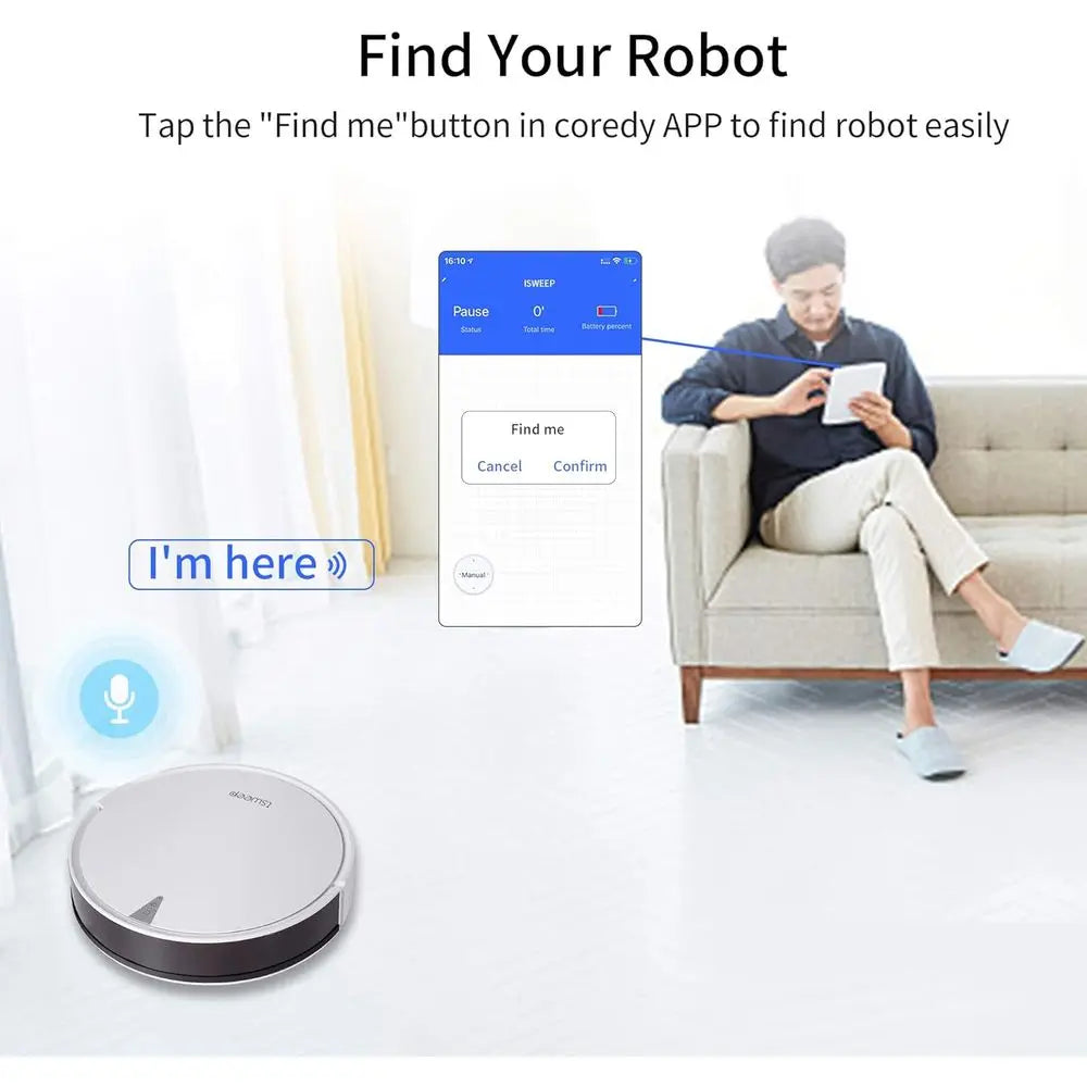 Robot Vacuum and Mop Cleaner, Electric Water Tank 2 in 1, 2000Pa Suction, Sweeping and Mopping, APP Control, Self-Charging