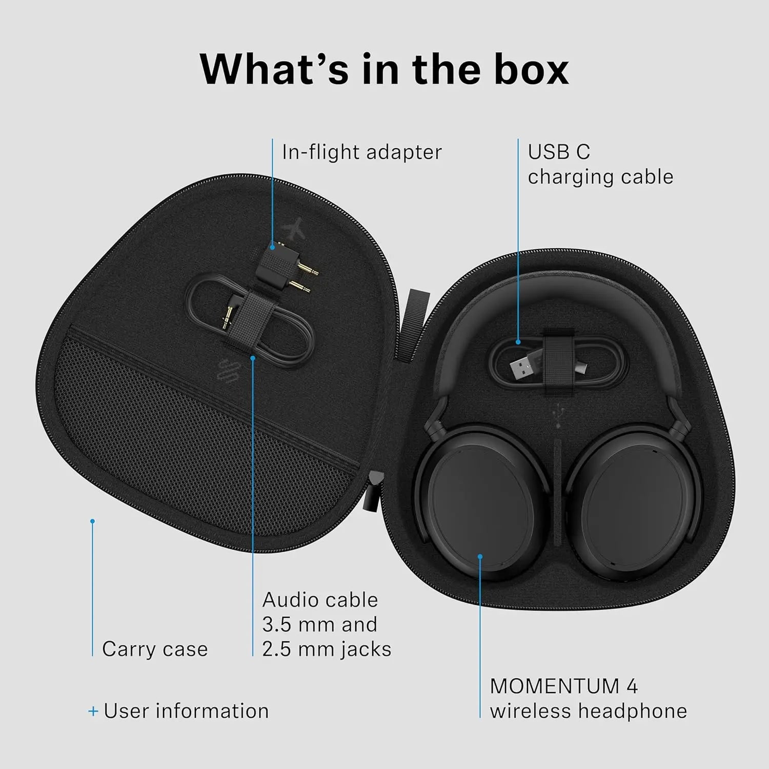 Sennheiser MOMENTUM 4 Wireless Noise Cancelling Headphones - Bluetooth Headset for Crystal-Clear Calls