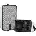 Pair of 400W Waterproof Outdoor Bluetooth Speakers, IPX5 Rated, Wall Mountable, Syncs Up to 100, Ideal for Patio, Porch, Gazebo,