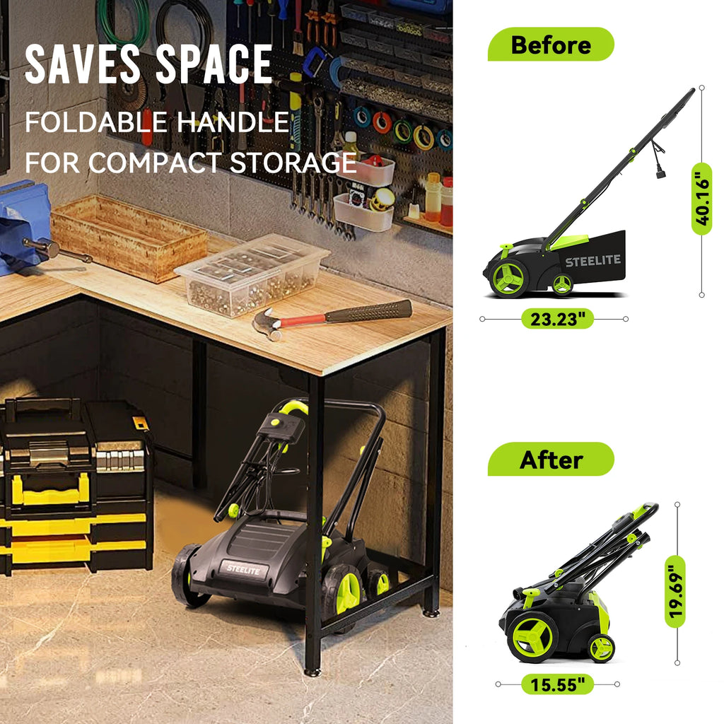 Deli 2-in-1 Electric Dethatcher & Scarifier, 13-Inch 12-Amp Powered Lawn Tool with 8-Gallon Removable Collection Bag