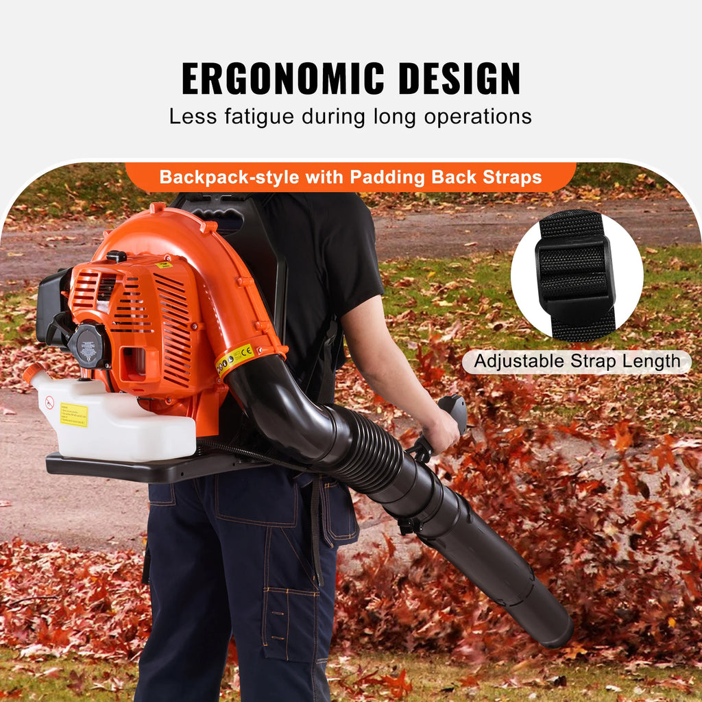 SucceBuy Backpack Leaf Blower 79CC 2-Cycle Gas Leaf Blower with 3L Fuel Tank 930CFM Air Volume 184MPH Speed Ideal for Lawn Care