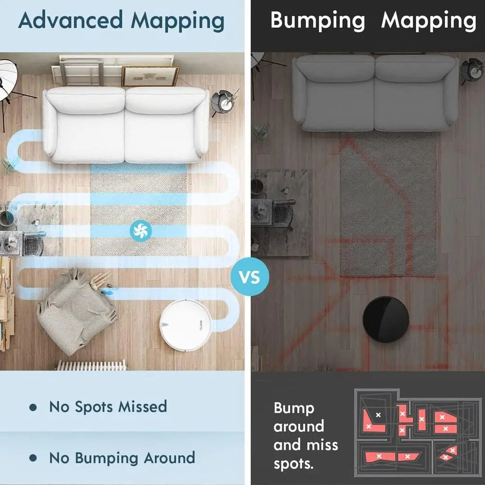 Robot Vacuum and Mop Cleaner, Electric Water Tank 2 in 1, 2000Pa Suction, Sweeping and Mopping, APP Control, Self-Charging