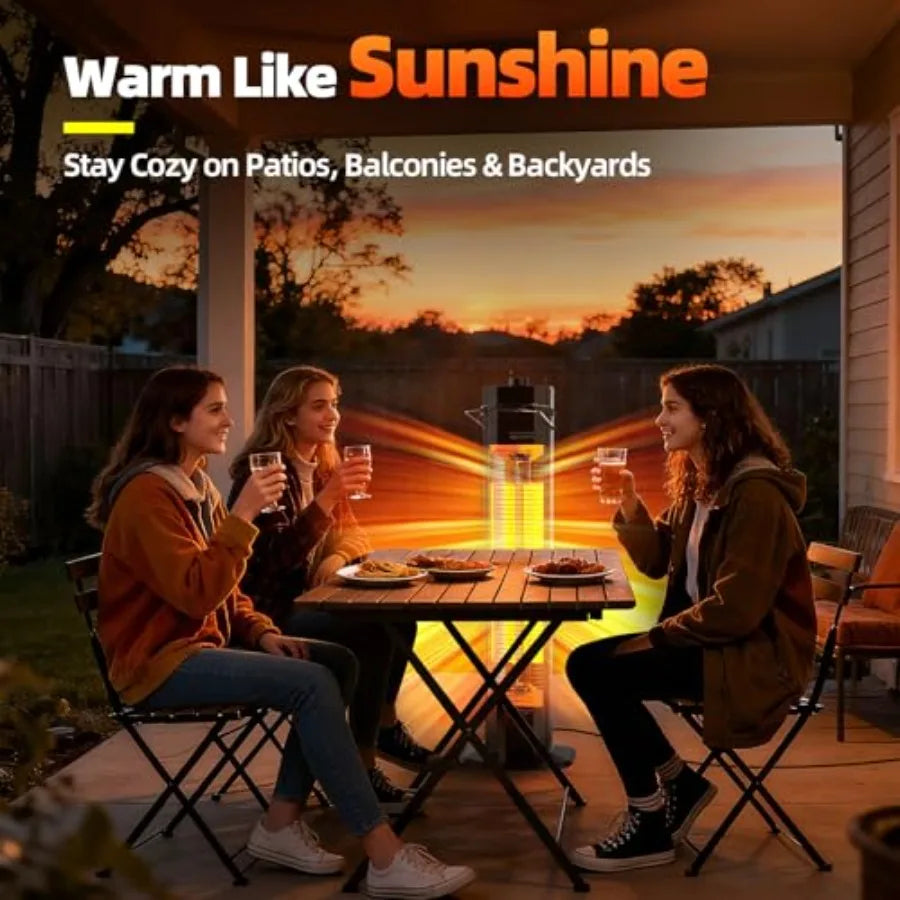 34-Inch 1500W Electric Infrared Patio Heater for Outdoor Use with 3 Heat Levels IPX5 Waterproof Tip-Over Overheat Protection In