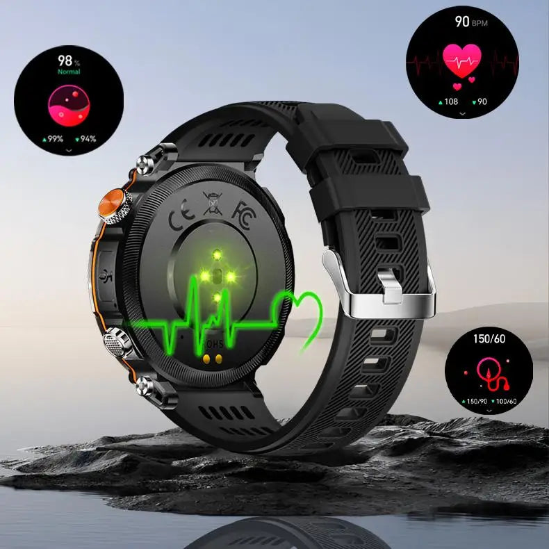 Military Smart Watches for Men, 1.7" Hd Fitness Tracker Ith Multiple Sports Modes, 600mah Battery for Android iOS, Ip68