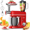 7-in-1 Stand Mixer with Blender, Meat Grinder, Dough Hook - 660W, 6.5QT, 8-Speed for Baking & Cooking