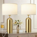 Touch Control Dimmable Table Lamps Set of 2 with USB-C Ports, Modern White & Gold for Bedroom Living Room