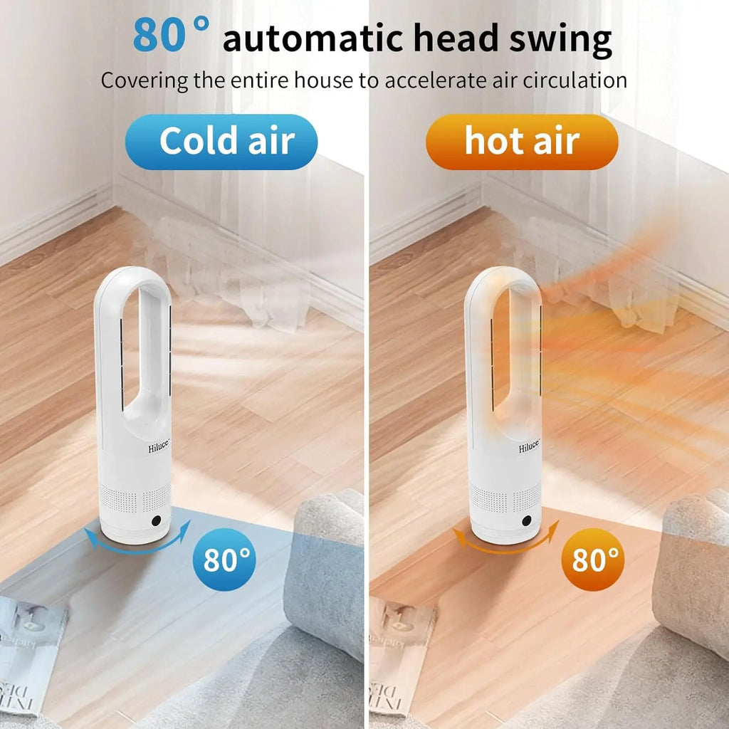 All Season Bladeless Fan, 1400W Heater & 40W Tower Fan Combo with Remote, Quiet Indoor Use, Tip-Over Protection, 80° Oscillation