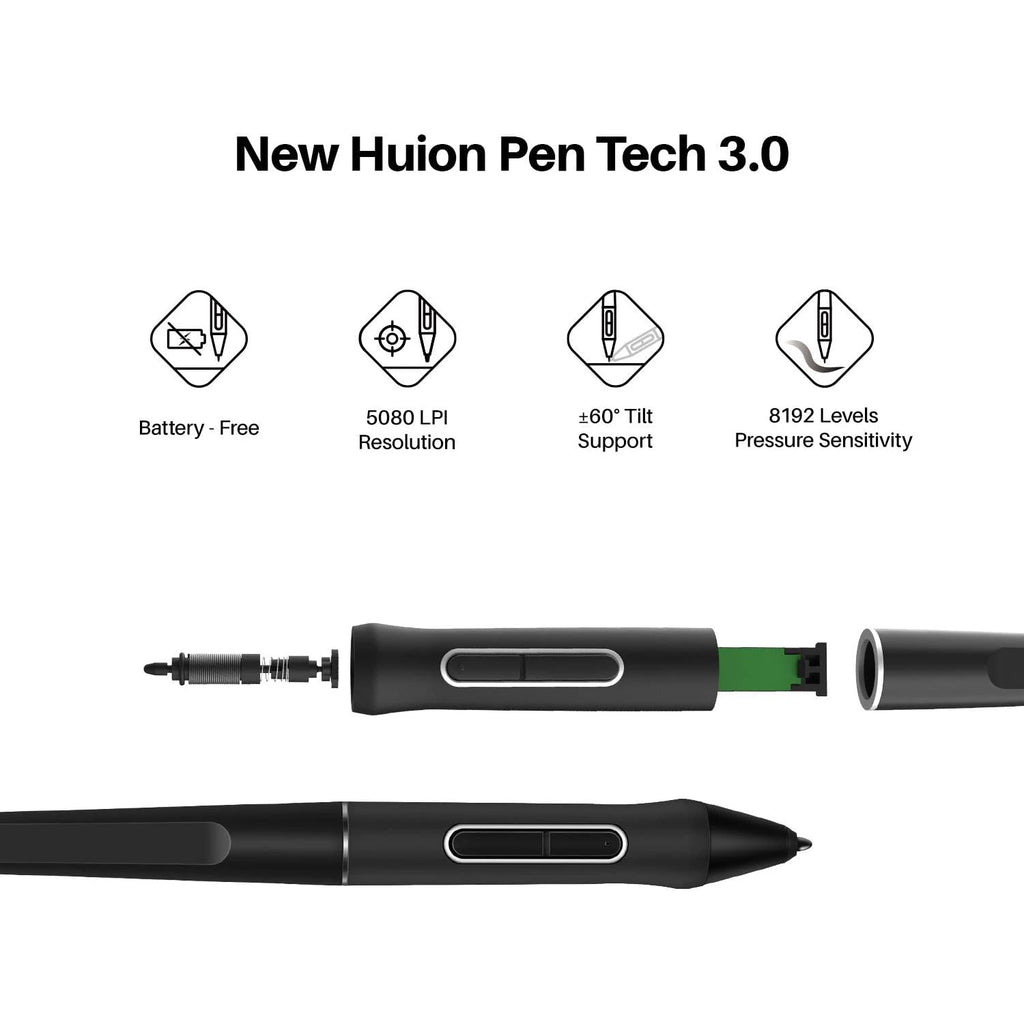 HUION Kamvas 16(2021) Graphics Drawing Monitor Battery-free Digital Pen Tablet For Windows/MAC And Android 120%s RGB