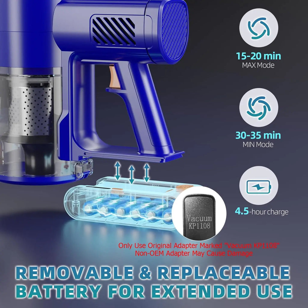 Lightweight Cordless Vacuum Cleaner with 180° Bendable Wand, LED Touch Screen, and 8-in-1 Attachments for Home Floors