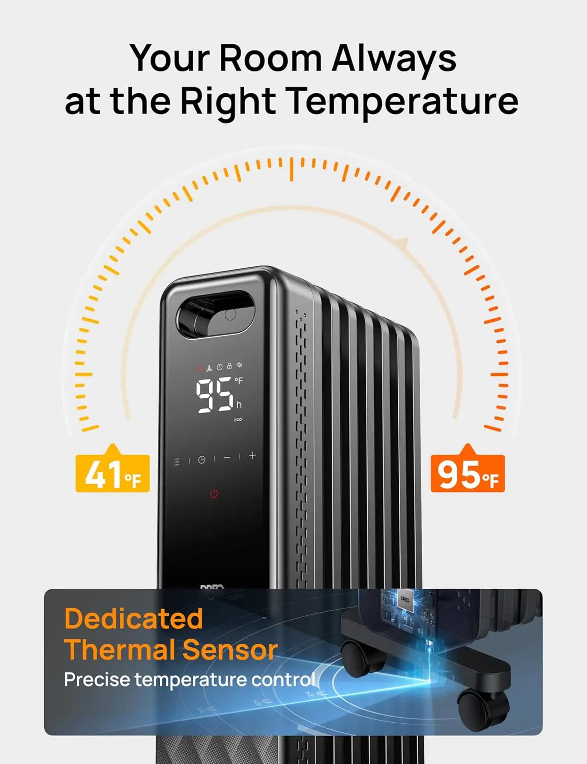 Electric Oil Filled Radiator Heater with Remote, Child Lock, 4 Modes, Overheat Protection, Timer & Thermostat for Large Rooms