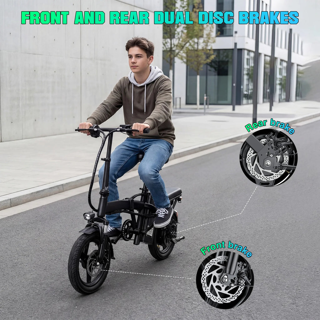 14" Foldable Electric Bike for Adult, Peak 500W Motor with 48V 10Ah Removable Battery Range of 40 miles Women Electric Bicycle