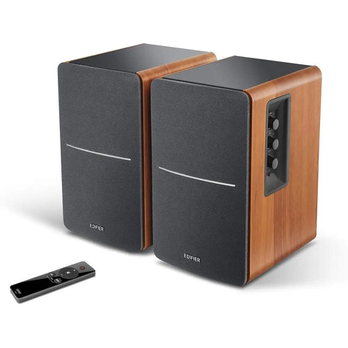 2.0 Stereo Active Nearfield Monitor Speakers - 42W RMS with Subwoofer Line Out - Wooden Cabinet