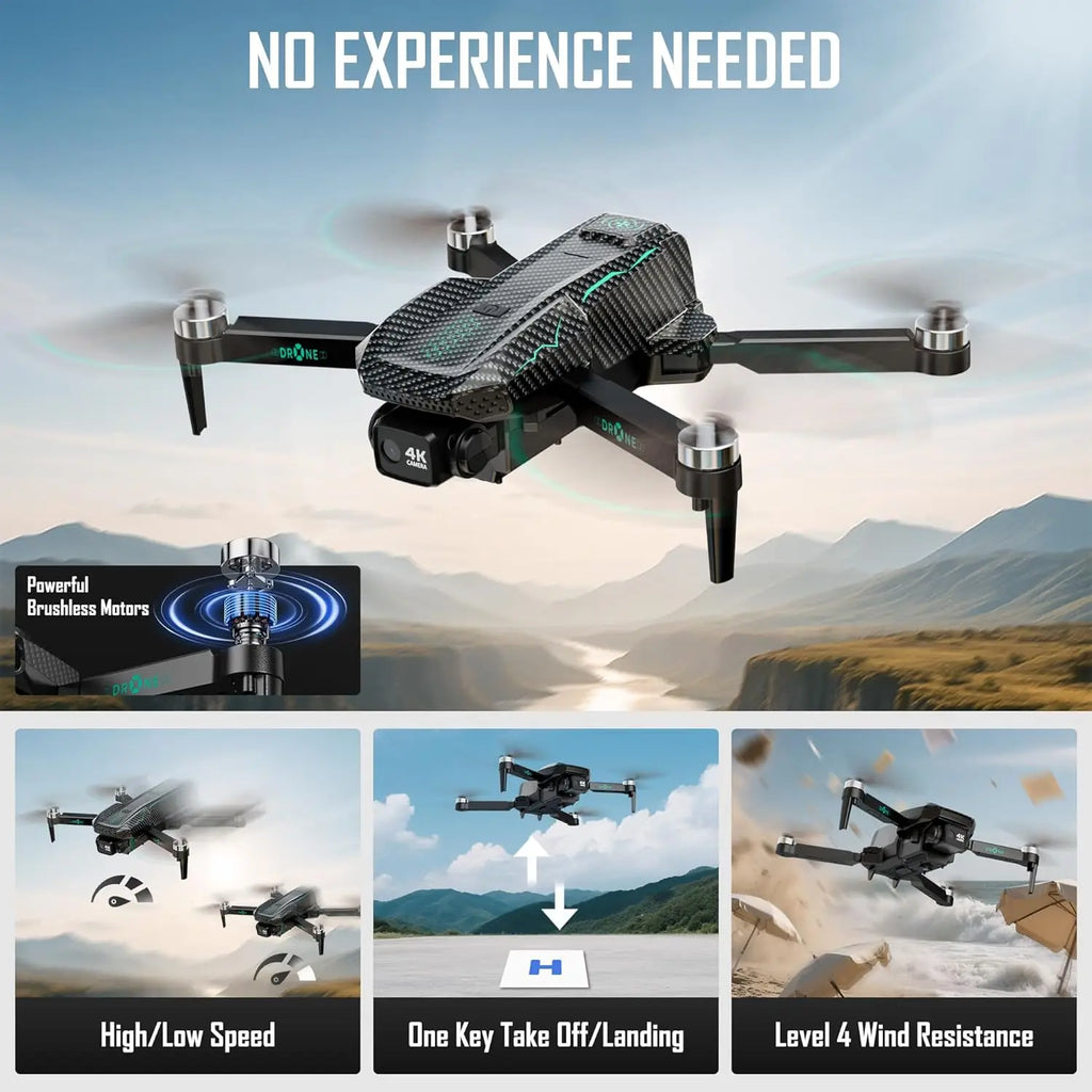 4K Camera GPS Drone with 90-Min Flight, Auto Return, Follow Mode, Foldable Design for Beginners