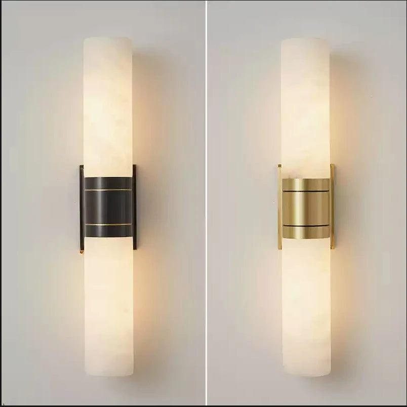 New Luxury Natural Marble LED Wall Lamp AC110V 220V Copper Wall Light for Indoor Villa Living Room Aisle TV Background Lighting