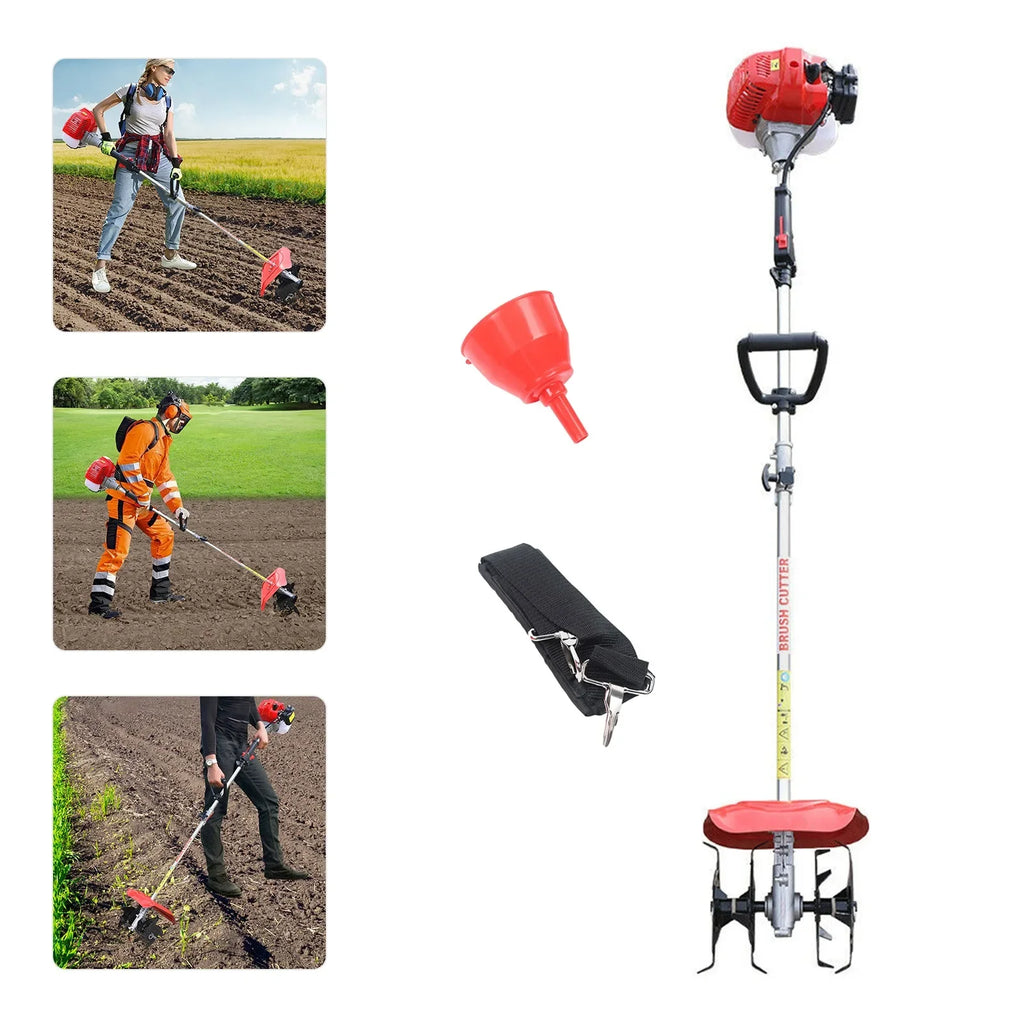 51.7CC 2-Stroke Handheld Tiller Cultivator Gas Powered Engine Rototiller Garden Tool,Gas Powered Tiller Cultivator, for Lawn